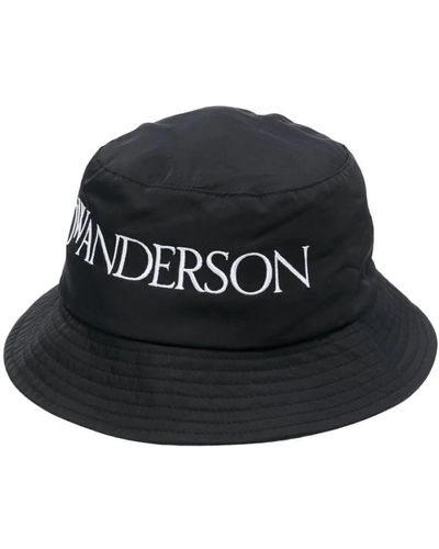 JW Anderson Sombrero de cubo bordado con logotipo - Negro