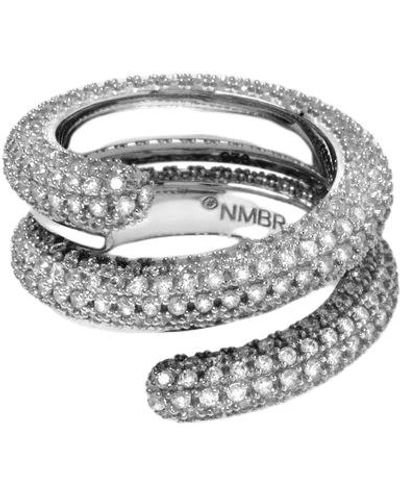 NUMBERING Anello twisted pave argento scintillante - Bianco
