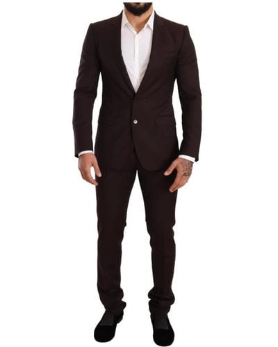Dolce & Gabbana Bordeauxroter MARTINI Slim Fit Anzug aus Wolle - Schwarz