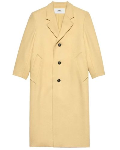 Ami Paris Single-Breasted Coats - Yellow