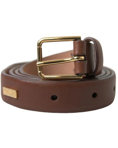 Dolce & Gabbana Cintura in pelle marrone con fibbia in metallo