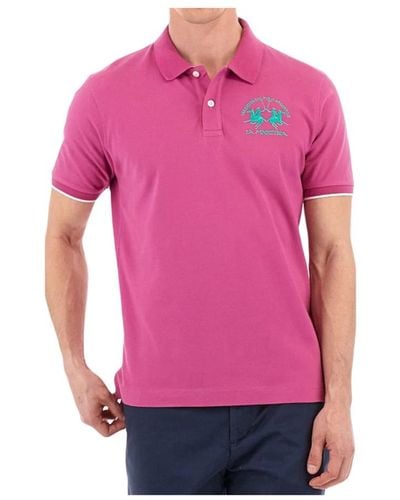 La Martina Polo shirt piquet stretch - Pink