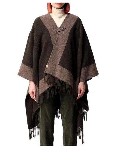 Woolrich Cappotto in misto lana a contrasto verde scuro - Nero