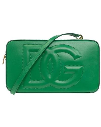 Dolce & Gabbana Leather shoulder bag with logo - Verde