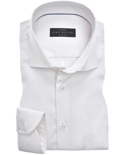 John Miller Slim fit hemd mit wide spread kragen - Weiß