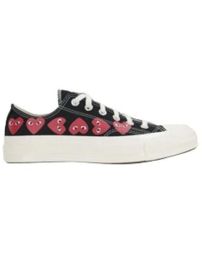 COMME DES GARÇONS PLAY Sneakers basse nere converse con stampa a cuore - Bianco
