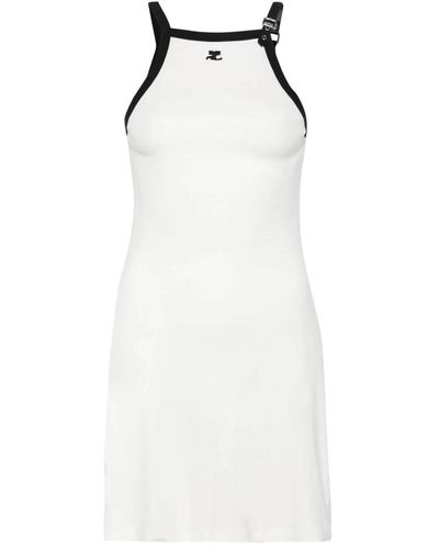 Courreges Short dresses,kleid mit schnallenverzierung,dresses,buckle contrast kleid - Weiß