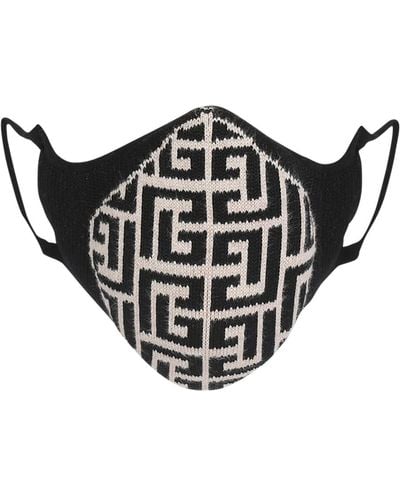 Balmain Baumwollmaske mit monogramm - Schwarz