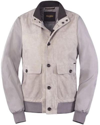 Moorer Wildlederjacke mit winddichtem strickdetail,jackets - Grau