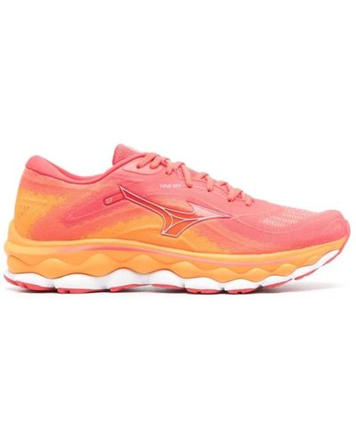 Mizuno Korallrosa gestrickte sneakers - Pink