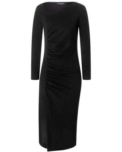 Ana Alcazar 040208-3427 dress gathering Damen Kleid langer Arm stretch original black - Schwarz