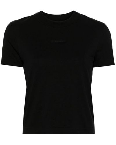 Jacquemus T-shirt e polo nere con logo ricamato - Nero