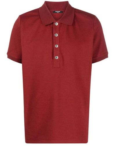 Balmain Polo Shirts - Red