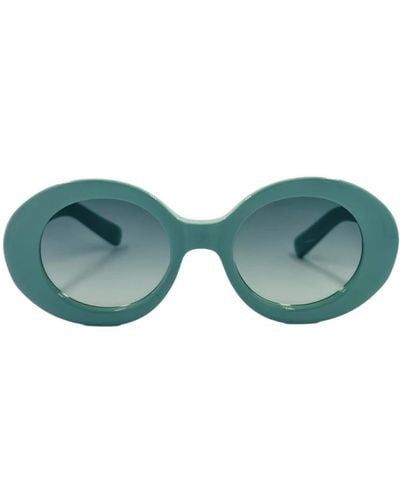 Kaleos Eyehunters Handgefertigte ovale sonnenbrille türkis uv-schutz - Grün