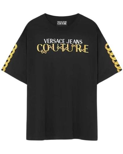 Versace D logo chain t-shirt - Schwarz