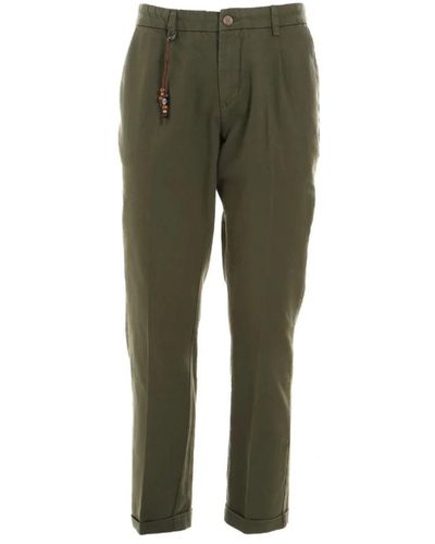 Yes-Zee Pantaloni chino in cotone con coulisse decorativa - Verde