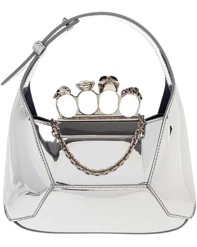 Alexander McQueen 'jewelled hobo mini' handtasche - Weiß