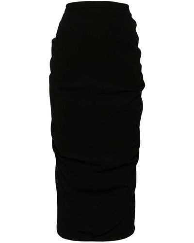 Dries Van Noten Falda negra de lana con volantes - Negro