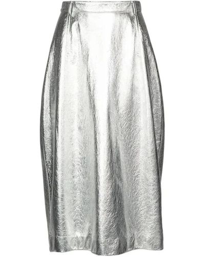 Balenciaga Silberner lederrock - Grau