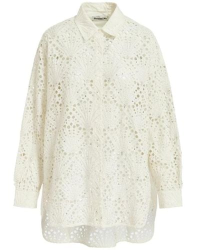 Essentiel Antwerp Oversized bestickte bluse mit pailletten - Weiß