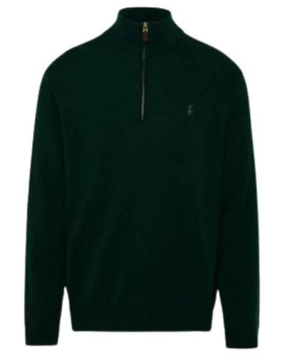 Polo Ralph Lauren Woll-halbzip pullover mit besticktem logo - Grün