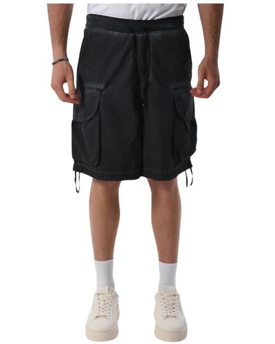 A PAPER KID Cargo bermuda shorts con vita elastica - Nero