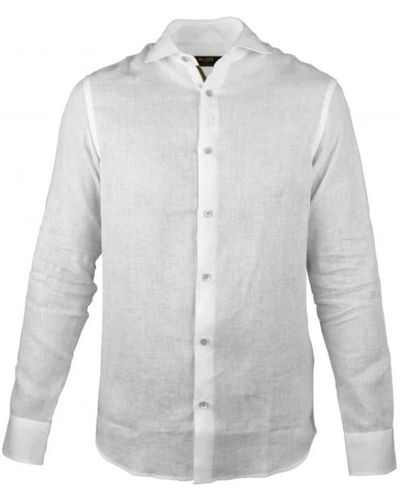 Moorer Weiße leinenhemd mit langen ärmeln - Grau