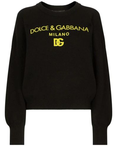 Dolce & Gabbana Jersey cuello redondo negro amarillo