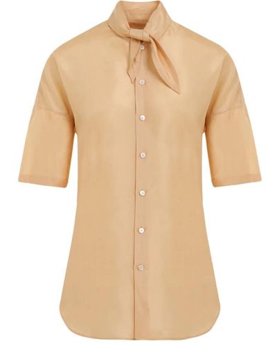 Lemaire Kurzarm anliegendes shirt mit schal - Natur