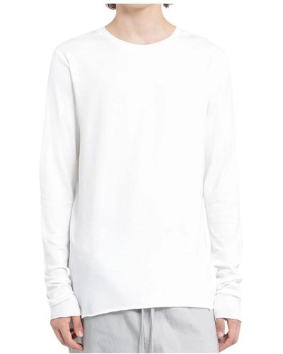 Thom Krom T-shirts,weiße langarm baumwoll modal t-shirt,schwarzes langarm t-shirt