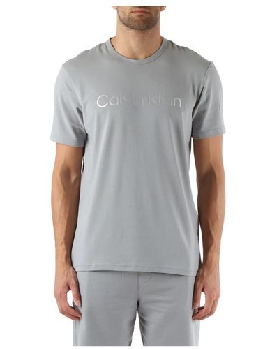 Calvin Klein Baumwoll-t-shirt mit kurzen ärmeln - Grau