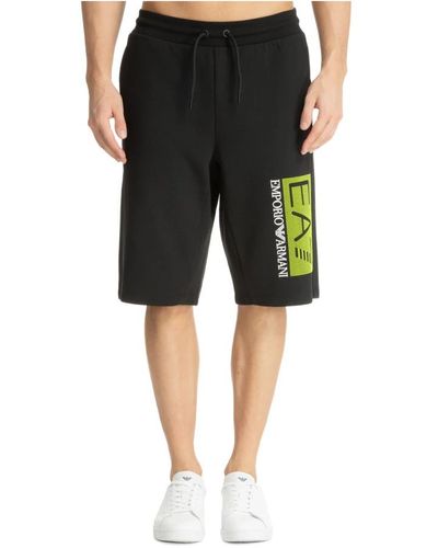 EA7 Bedruckte bermuda-shorts mit kordelzug - Schwarz