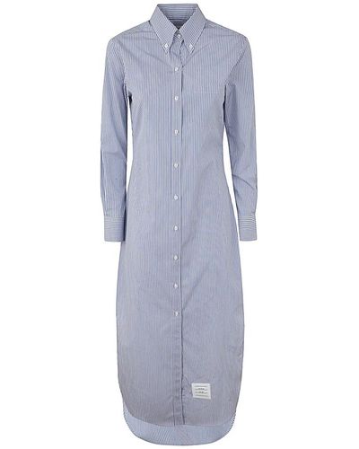 Thom Browne Gestreiftes hemdkleid mit knopfleiste - Blau