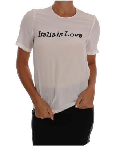 Dolce & Gabbana Pailletten 'italia is love' weiße bluse - Grau