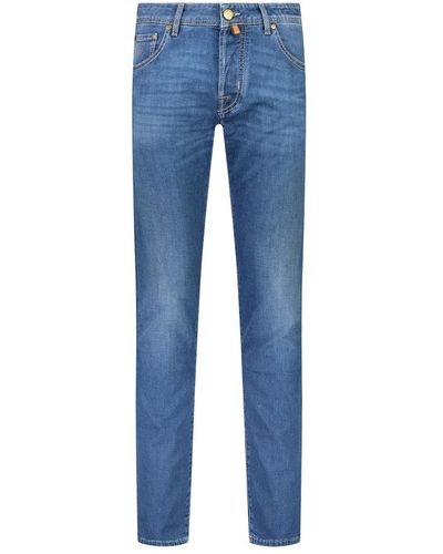 Jacob Cohen Super slim jeans mit lederdetail - Blau