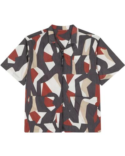 Paul & Shark Camicia in nylon marrone e rossa - Nero
