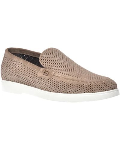 Baldinini Loafer in taupe perforated suede - Grau