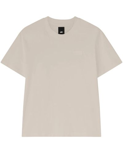 Add T-shirt classica in cotone con ricamo sottile - Bianco
