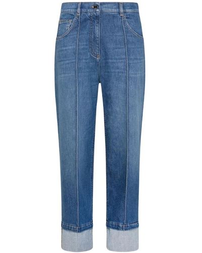 Seventy Jeans a zampa in denim stretch con tasche a toppa frontali - Blu