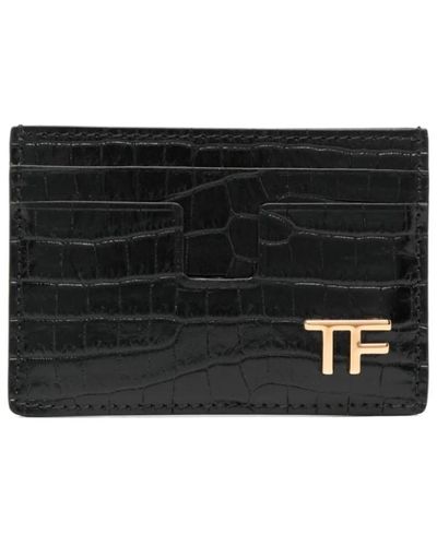Tom Ford Wallets cardholders,schwarze geldbörse mit krokodil-print