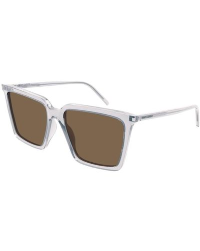 Saint Laurent Quadratische sonnenbrille klare transparente oversize-stil - Weiß
