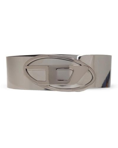 DIESEL Cinturón ancho con logotipo oval d logo b-1dr - Gris