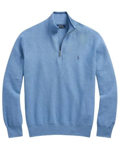 Polo Ralph Lauren Honeycomb cotton half-zip sweater - Blau