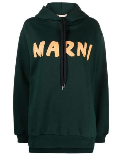 Marni Farbblock baumwoll hoodie - Grün