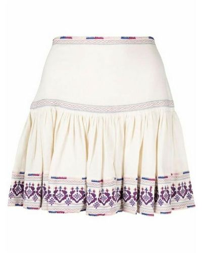 Isabel Marant Tyruss embroidered skirt - Neutre