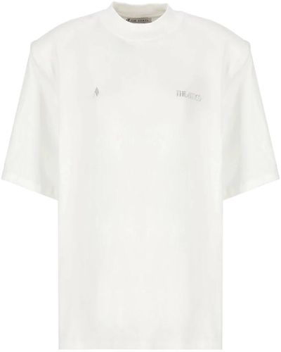 The Attico Camiseta de algodón blanca con logo a contraste - Blanco