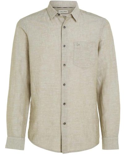 Calvin Klein Leinen baumwolle regular hemd delta - Grau