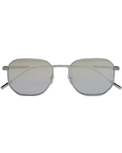 Zegna Polygonale sonnenbrille mit silbernen spiegelgläsern - Grau