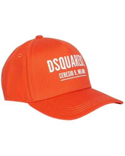 DSquared² Cappello arancio con logo e visiera - Arancione
