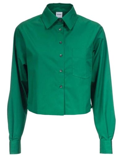 Aspesi Grünes baumwoll-popeline-hemd